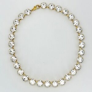 Swarovski Stamped Chunky Tennis Choker Necklace Old Money Preppy Classic Bling